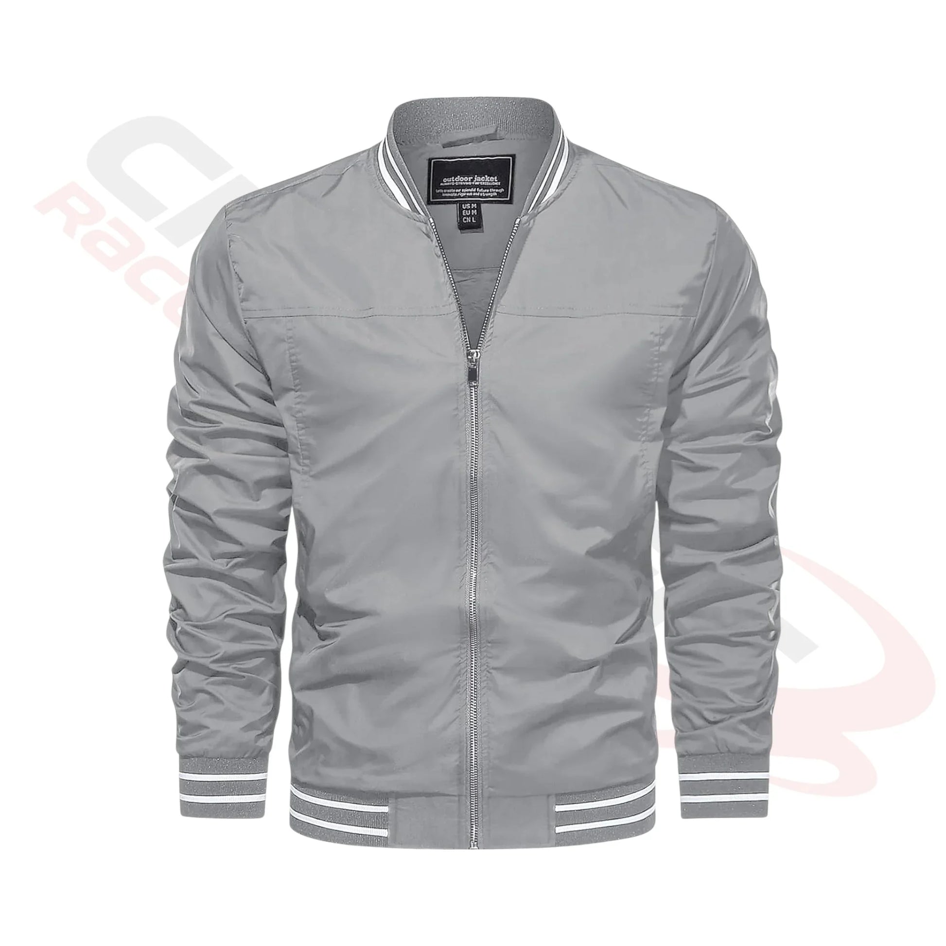 Men's Lightweight Bomber Jacket - Light Grey